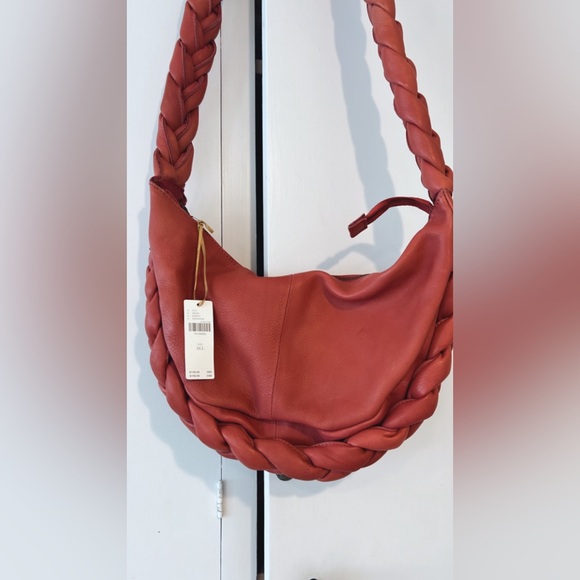 NWT anthropologie Braided leather Red Shoulder Bag - Picture 3 of 9